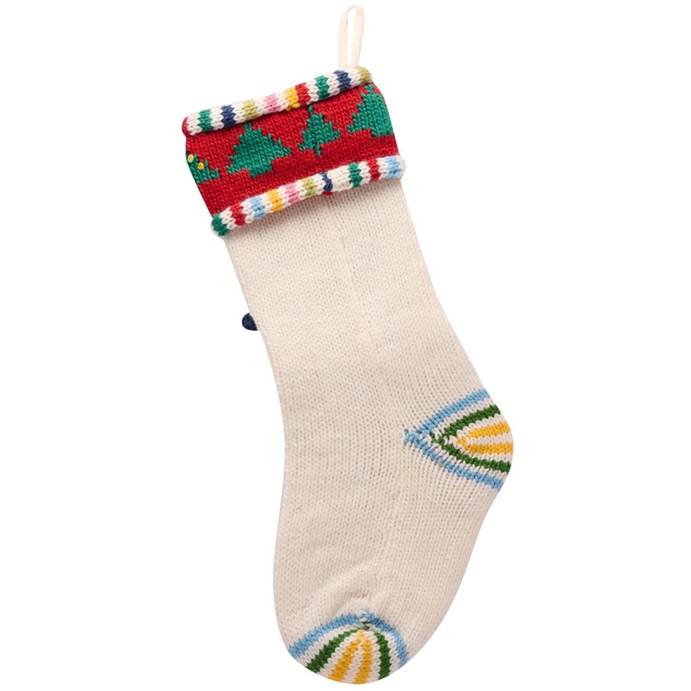 The Christmas Gift Co White Pom Pom Christmas Stocking Image 3