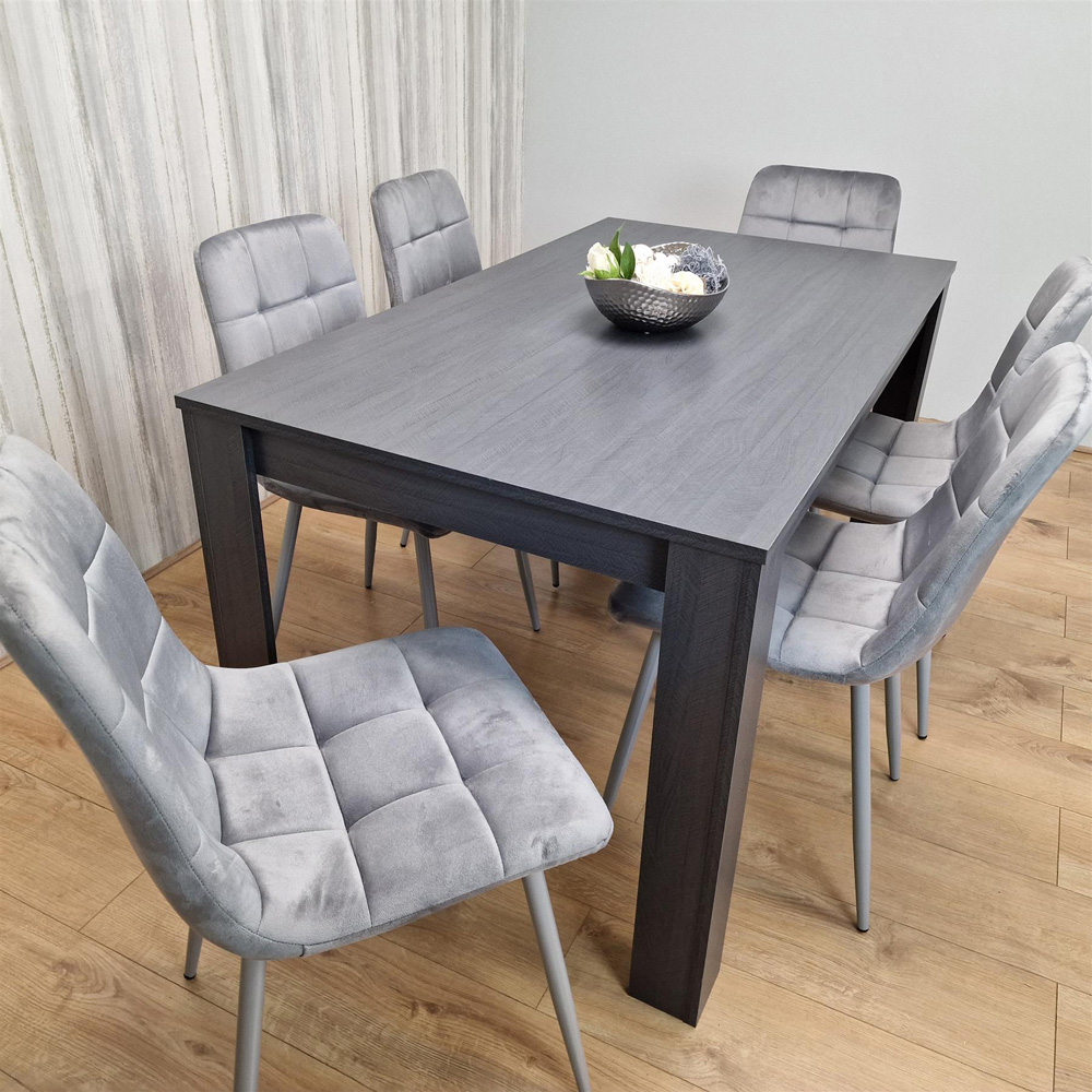 Kosy Koala 6 Seater Velvet Arrow Design Dining Set Grey Image 7