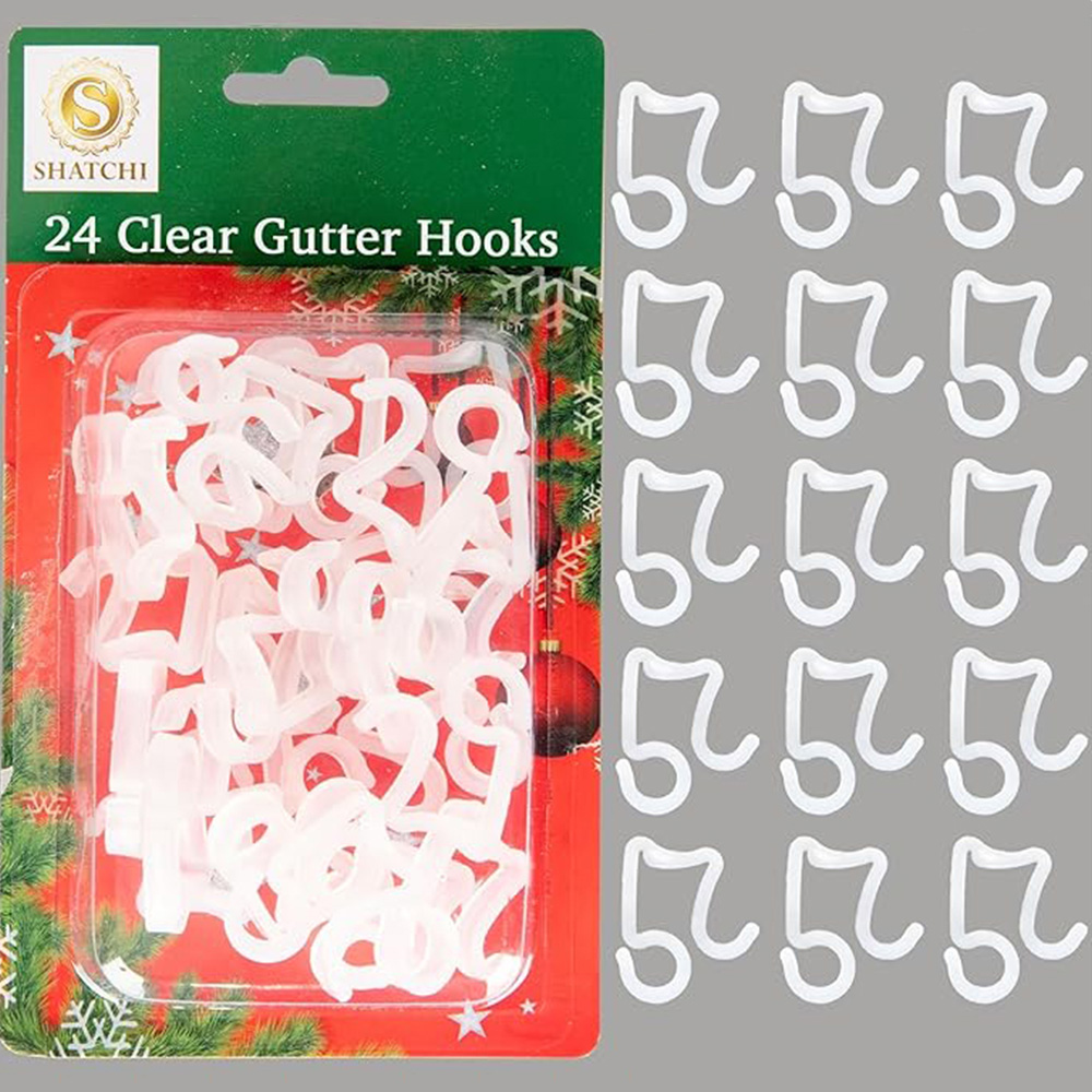 Shatchi Clear Outdoor Gutter Hooks 24 Pack Image 4