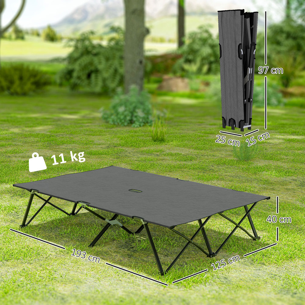 Outsunny Double Charcoal Grey Portable Camping Cot Image 3