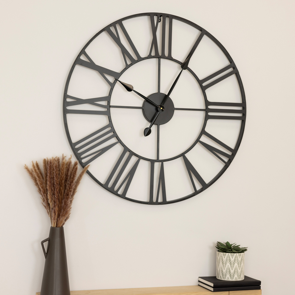 Charles Bentley Black Indoor Round Wall Clock 80cm Image 9