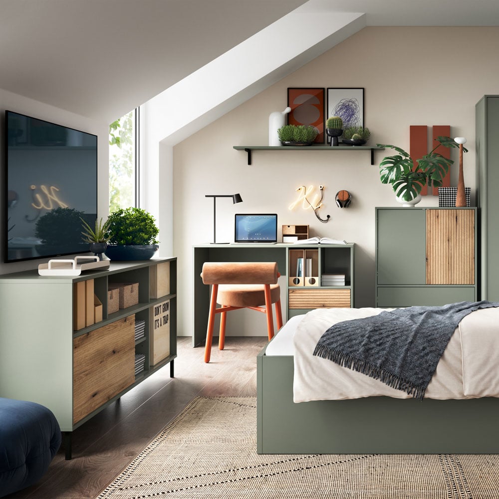 Furniture To Go Darwin Single Sliding Door Green TV Cabinet Image 4