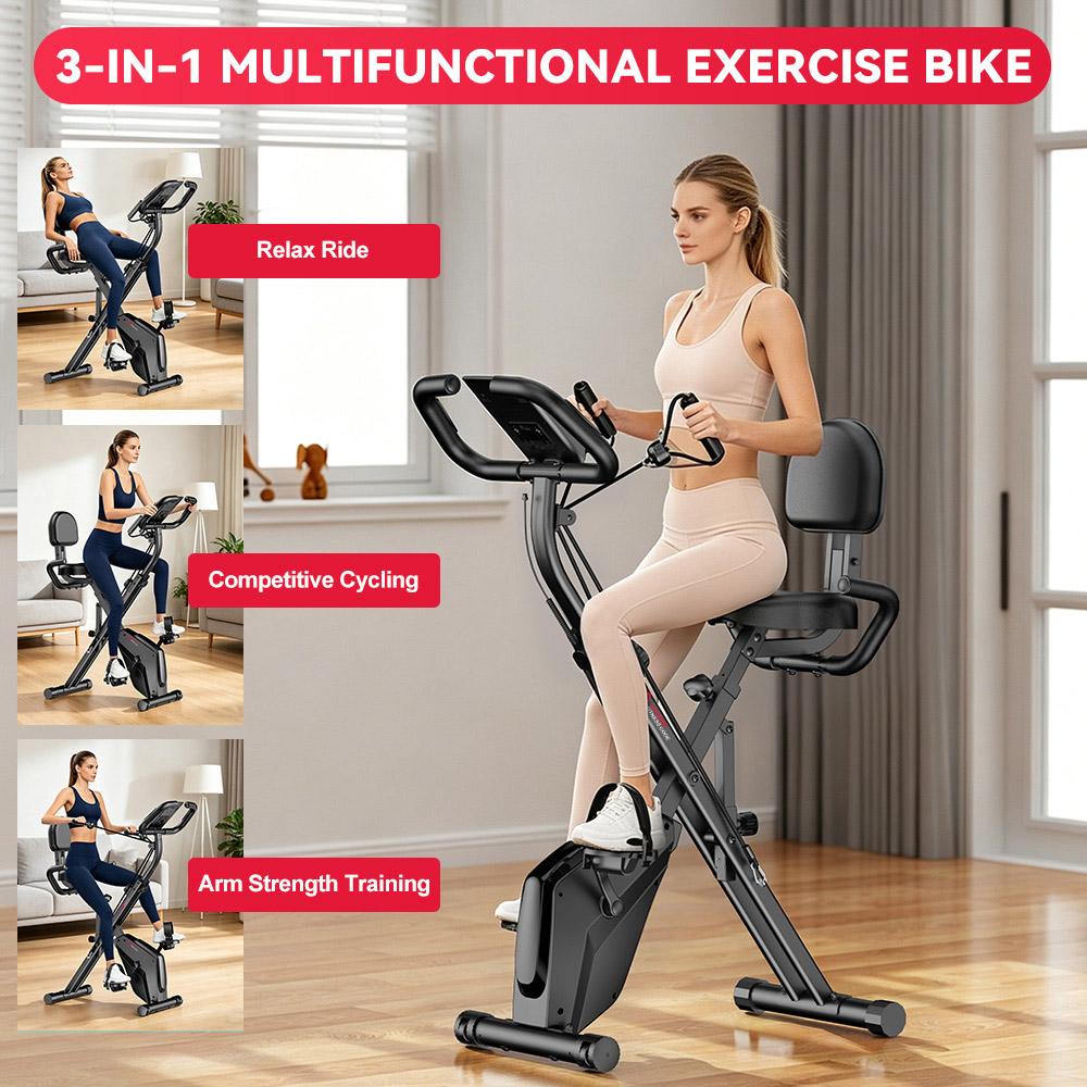 Rattrix Black Magnetic Resistance Foldable Exercise Bike Image 2