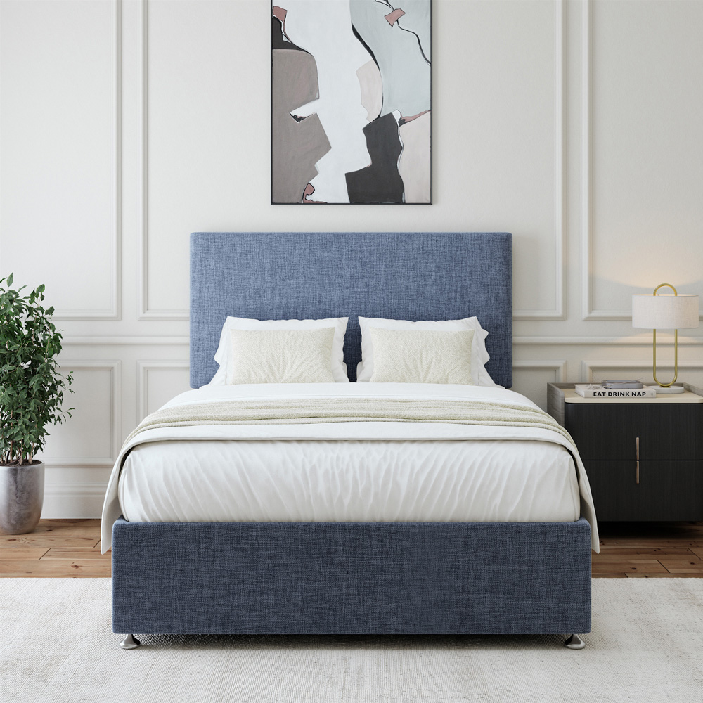 Bedmaster Double Midnight Linen Divan Base with Valencia Headboard Image 2