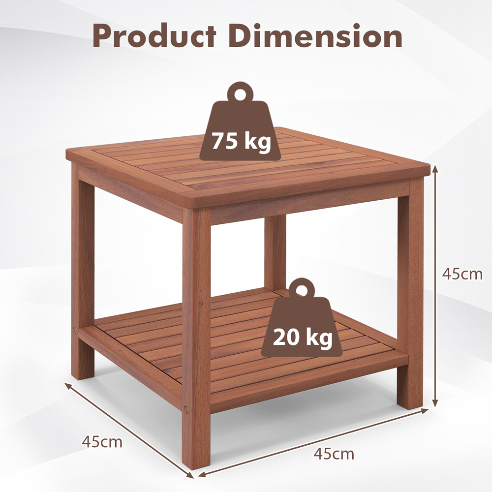 Costway Single Shelf Slatted Top Side Table Image 9
