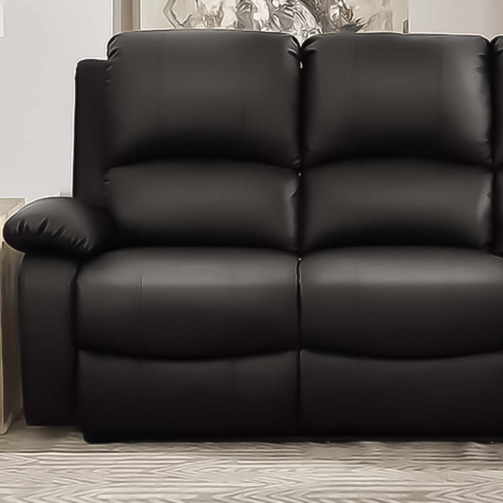 Brooklyn 3 Seater Black Bonded Leather Manual Recliner Sofa Image 3