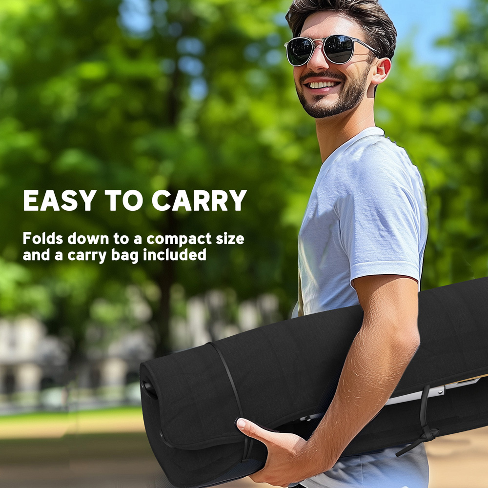 Outsunny Black Padded Foldable High Back Reclining Camping Chair with Bag Image 8