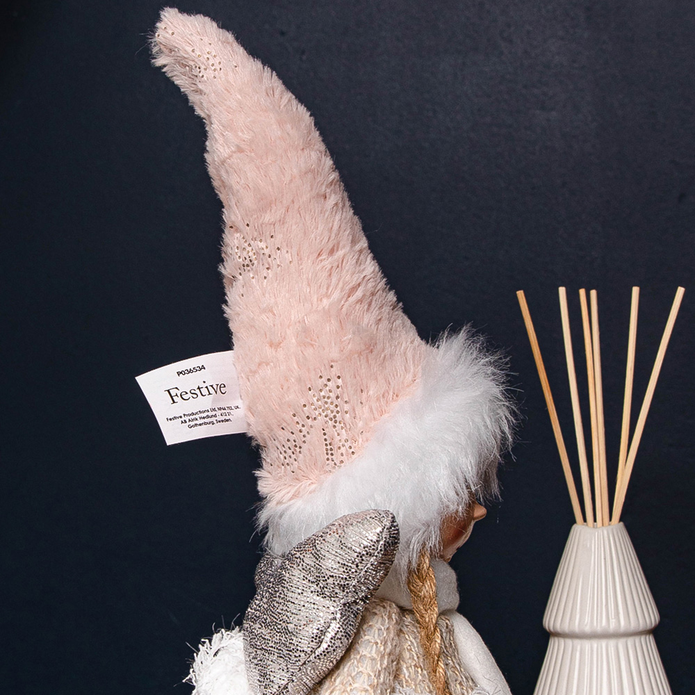 Samuel Alexander Light Up Pink and White Plush Christmas Angel with Dangly Legs Image 3