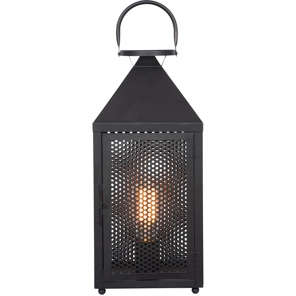 Pacific Lifestyle Folkstone Matt Black Metal Punched Lantern Table Lamp Image 3