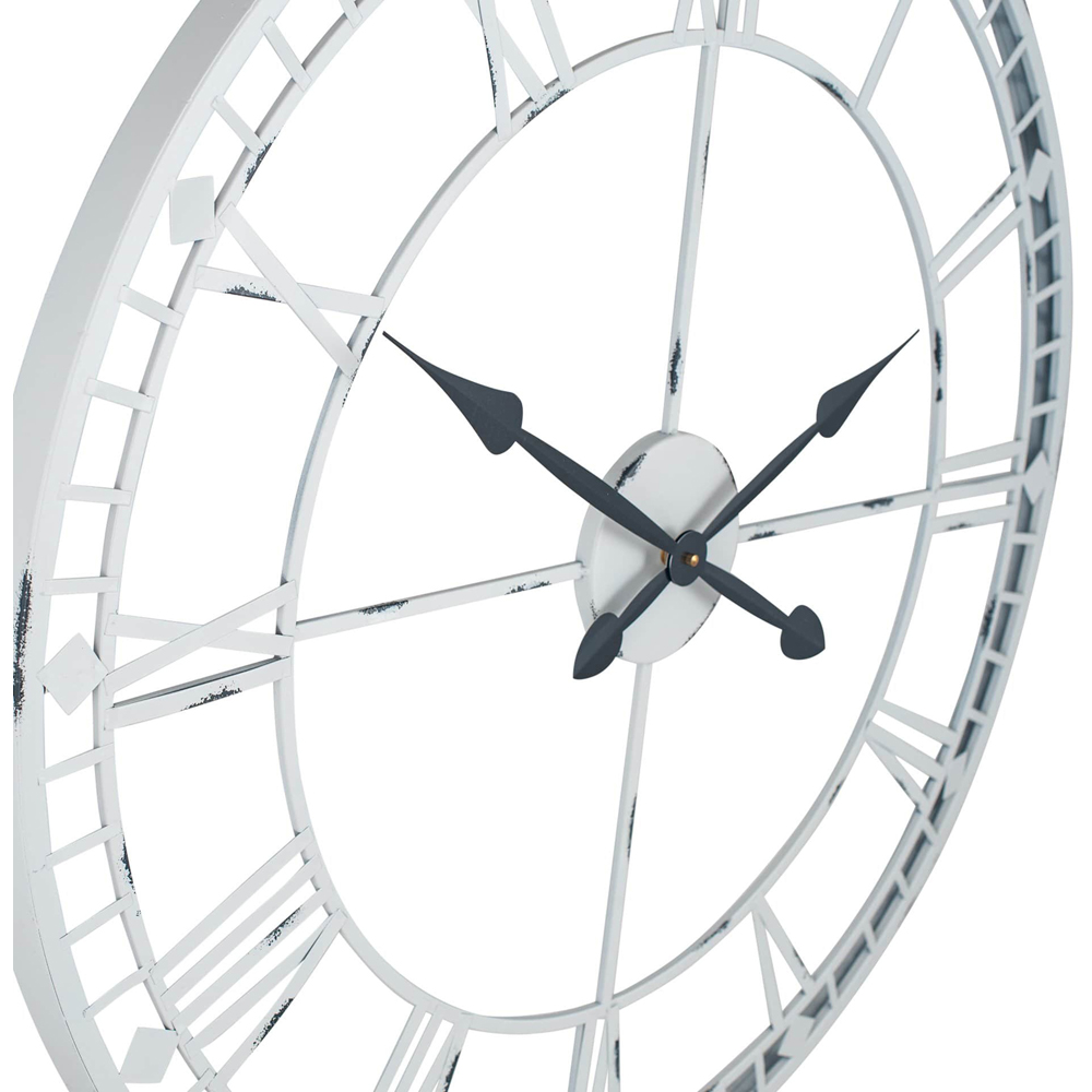 Pacific Lifestyle Antique Grey Metal Round Workframe Wall Clock with Roman Numerals 80cm Image 3