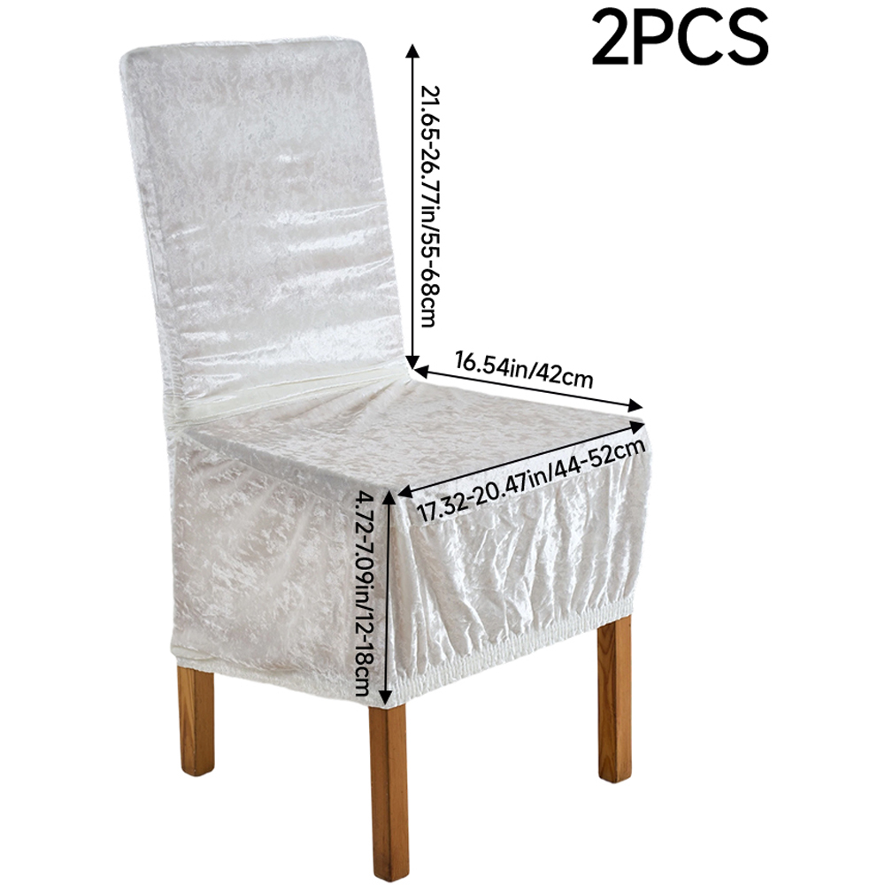 Living and Home White Dining Chair Covers with Elastic Band Set of 2 Image 9