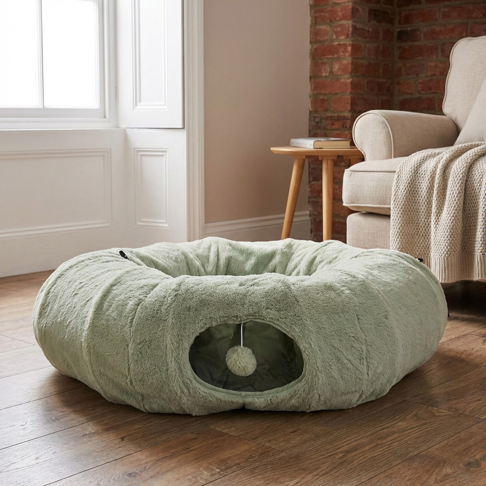 Cat Tunnel Bed Green Image 3
