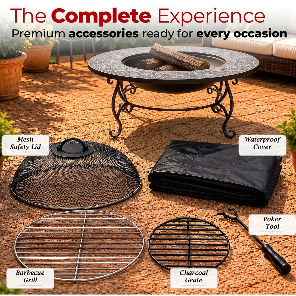 Centurion Supports Fireology Ginessa Charcoal and Cloud Grey 4 in 1 Fire Pit Image 6