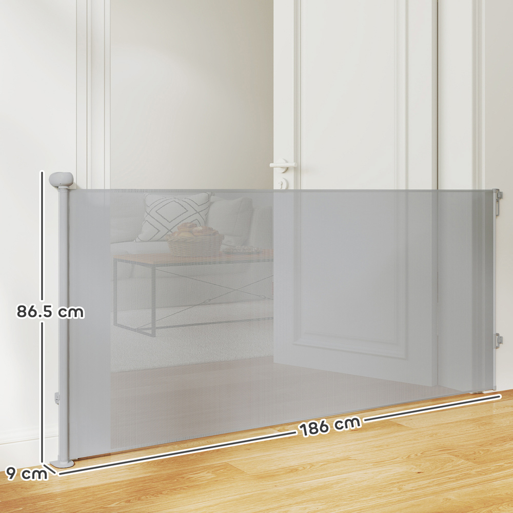 PawHut 180cm Grey Retractable Dog Stair Gate Image 9