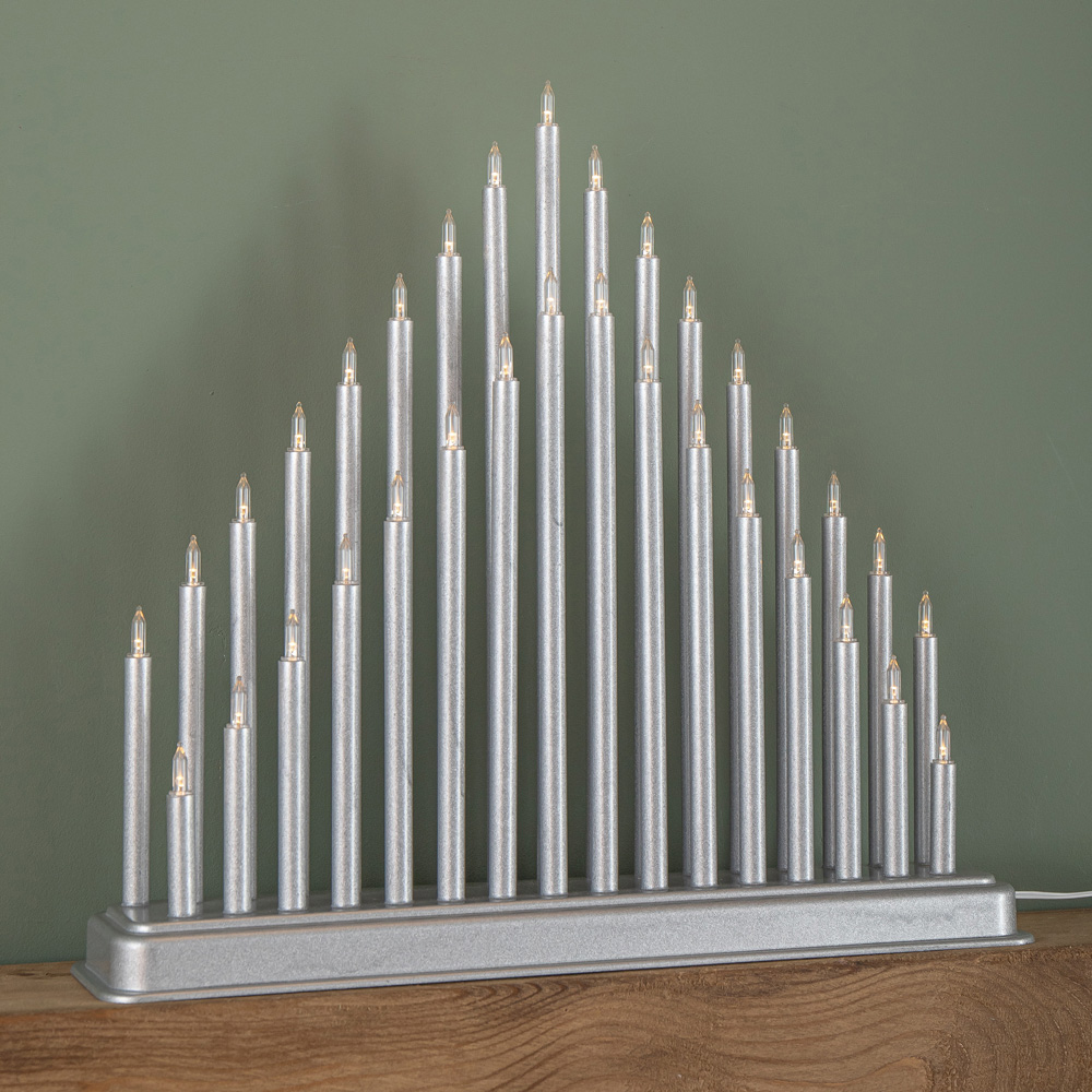 Samuel Alexander 33 Warm White LED Silver Light Up Christmas Candle Bridge 34cm Image 7