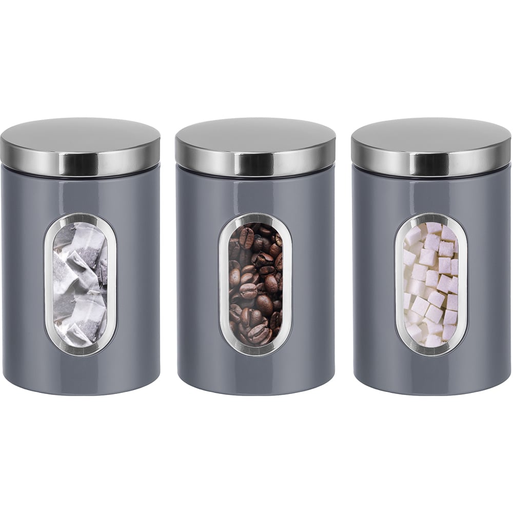 Innoteck Essentials 3 Piece Grey Kitchen Canister Set with Lid Image 1