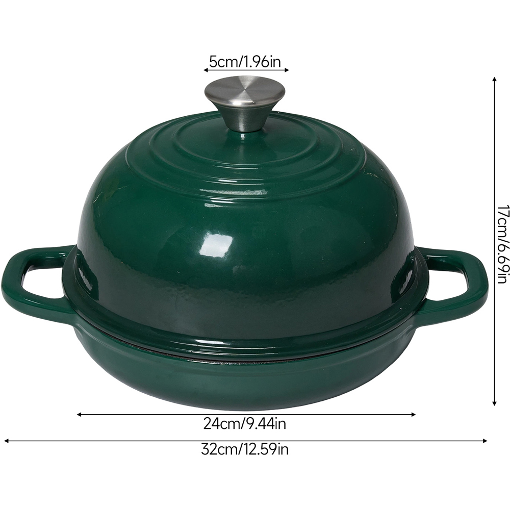 Living and Home 4.4L Green Enamelled Cast Iron Bread Dutch Oven with Lid Image 8