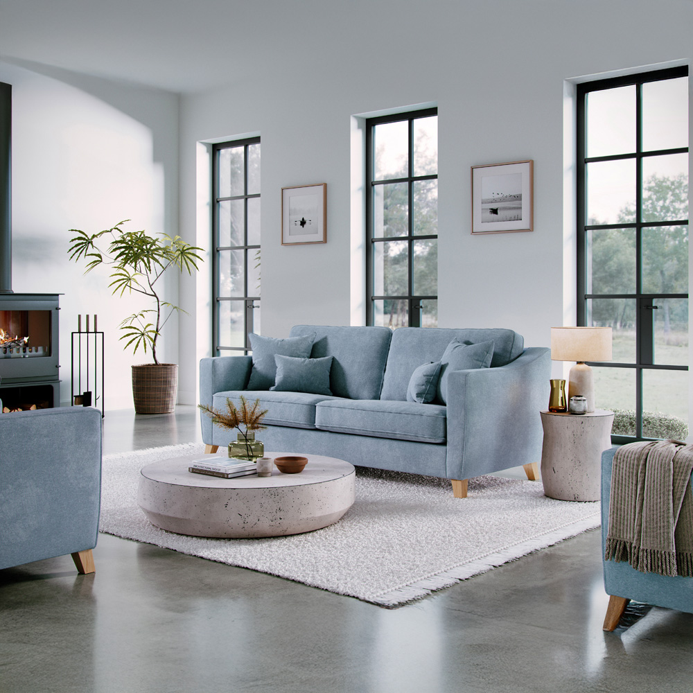 Marlon 2 Seater Large City Fine Blue Sofa Image 3