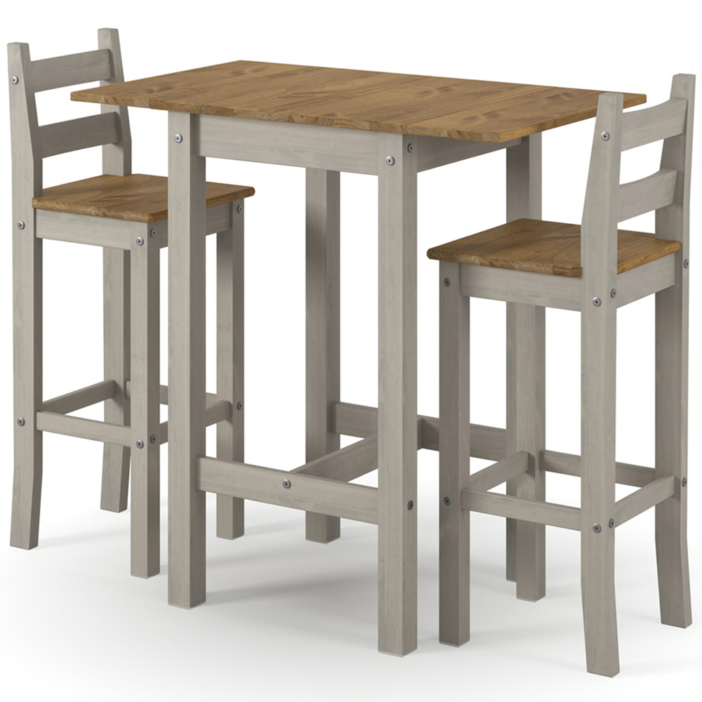 Core Products Corona 2 Seater Square High Breakfast Table and Stool Set Grey Image 2