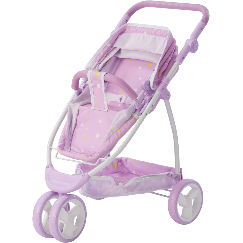Teamson Kids Olivia's Little World Purple Twinkle Stars Princess 2-in-1 Baby Doll Stroller Image 3