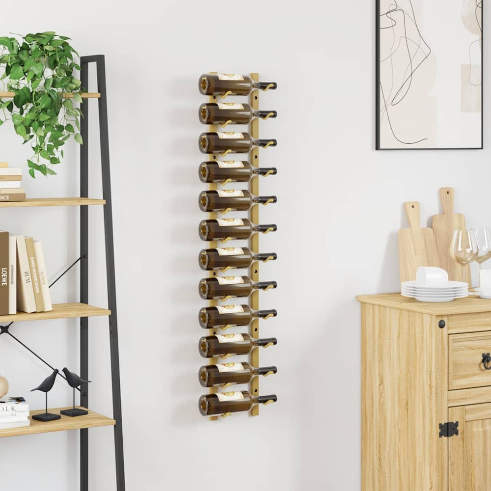 vidaXL 12 Bottle Gold Wall Mounted Wine Rack Image 2