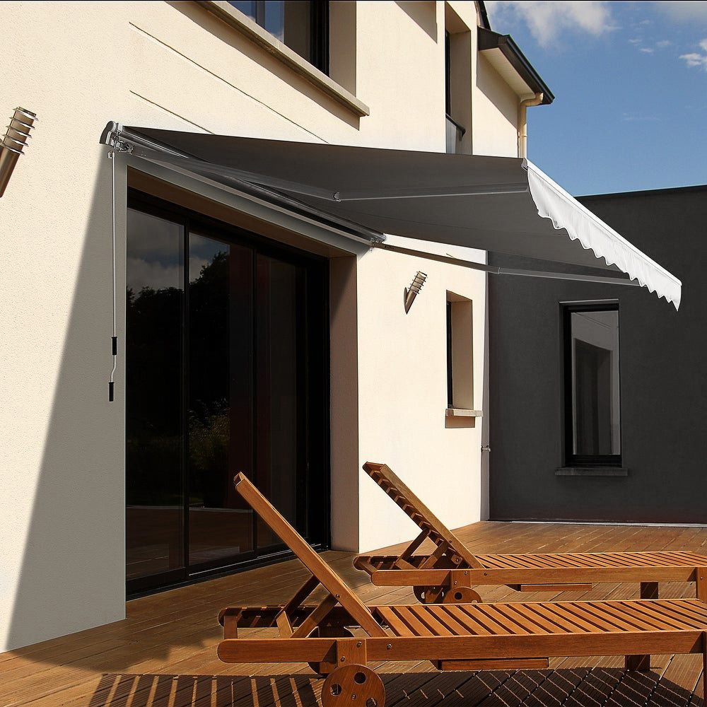 Living and Home Grey Retractable Manual Patio Awning 3 x 3.5m Image 8