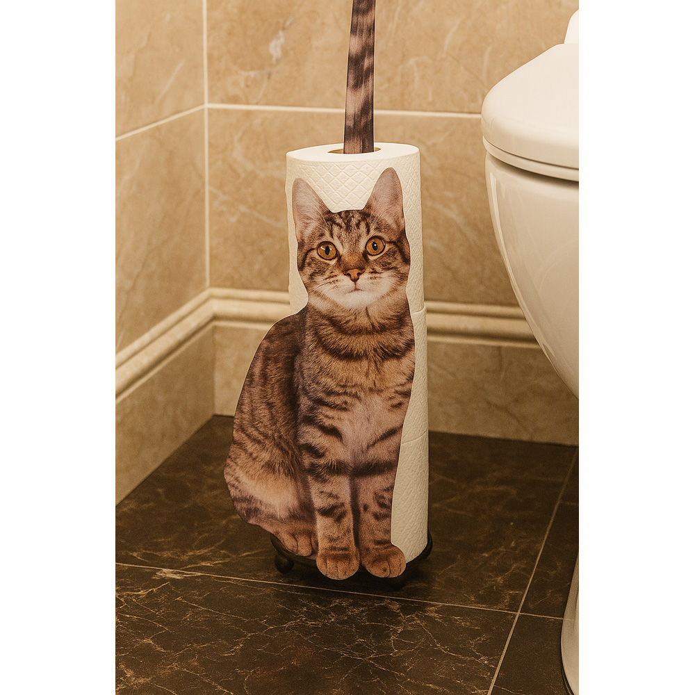 Avilo Cat Design Black Metal Toilet Paper Holder Image 2