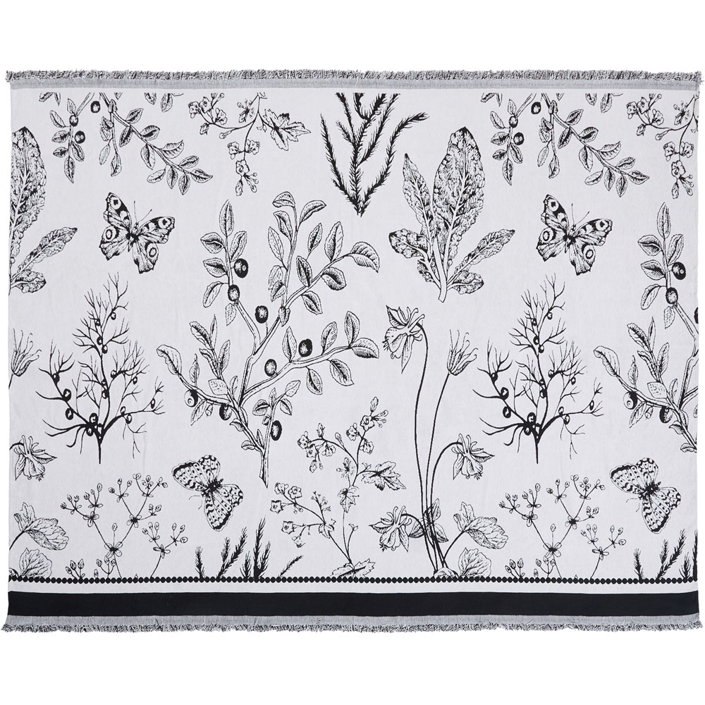 Living and Home 3 Seater White and Black Butterfly Chenille Sofa Cover Image 1
