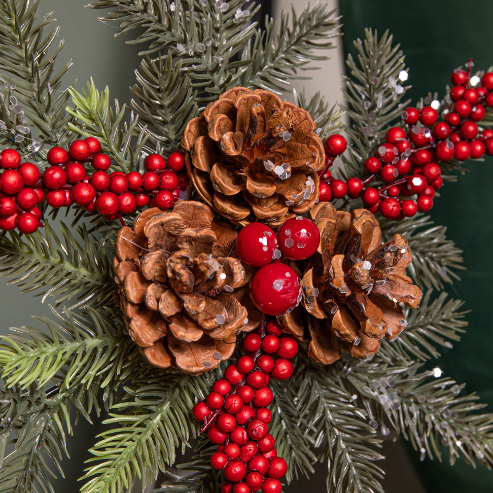 Samuel Alexander Red Berries Pinecones Foliage Christmas Tree Topper 33cm Image 5