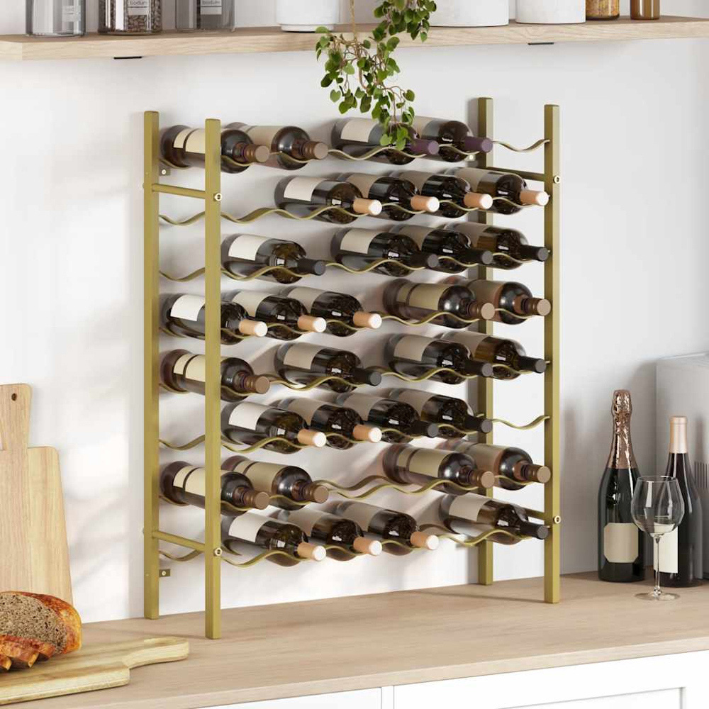 vidaXL 48 Bottle Gold Freestanding Wine Rack | Wilko