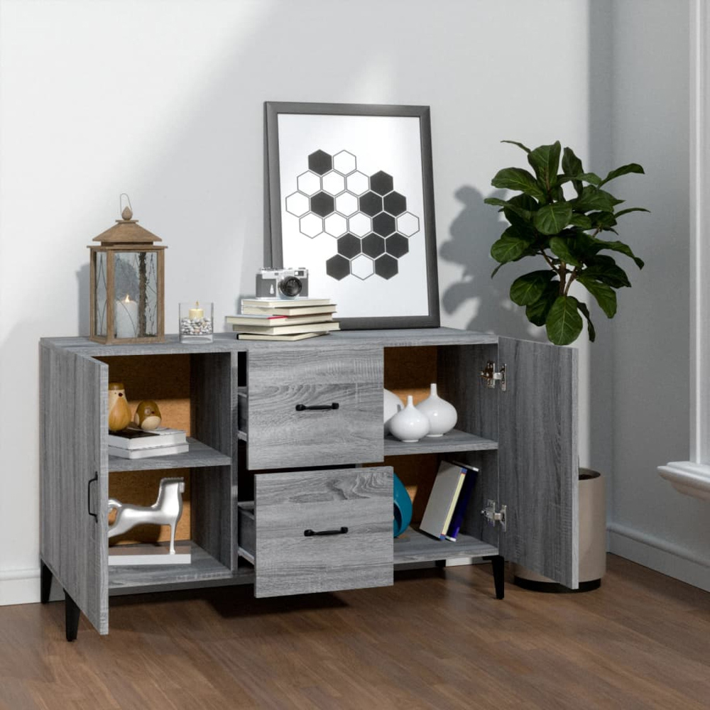 vidaXL 2 Door 2 Drawer Grey Sonoma Wooden Sideboard Image 3