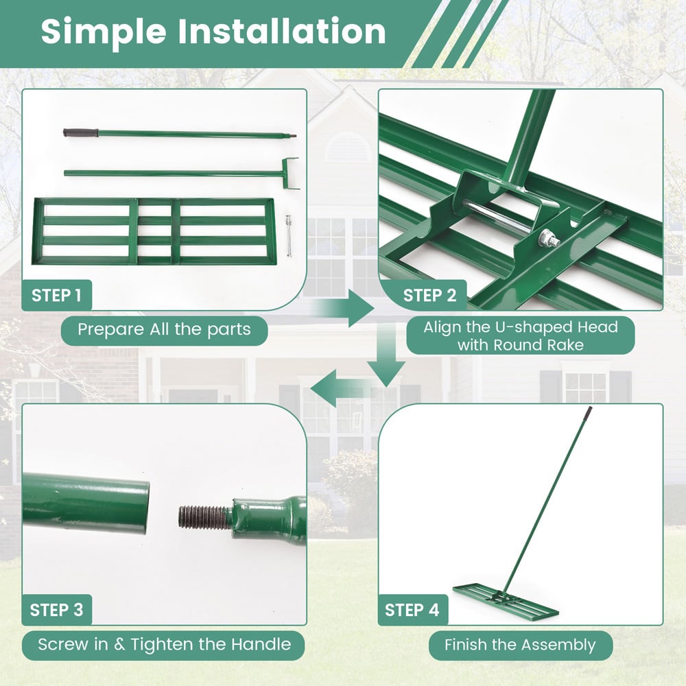 Costway Lawn Levelling Rak with Ergonomic Handle 16 x 25cm Image 7