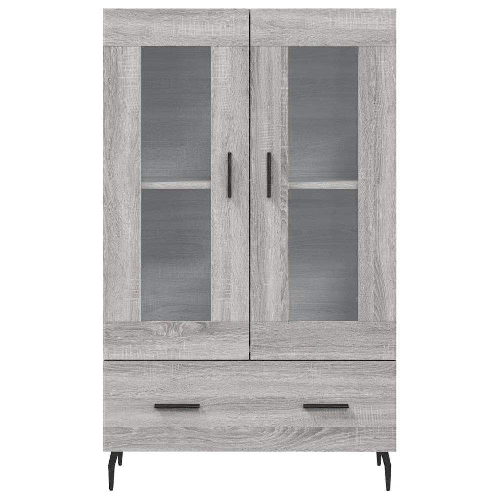 vidaXL 2 Glass Door Single Drawer Grey Sonoma Highboard Image 6
