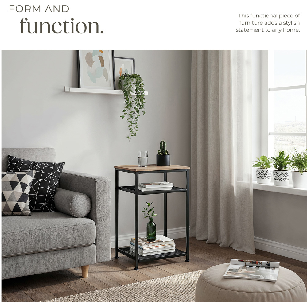 Tectake York 2 Grid Shelf Sonoma Oak Bedside Table Image 6