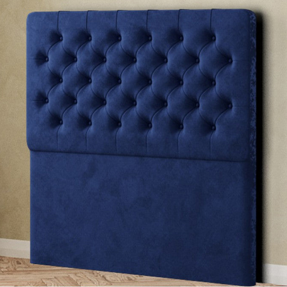 Eleganza Mary Chesterfield Single Navy Plush Floor Standing Headboard Image 1
