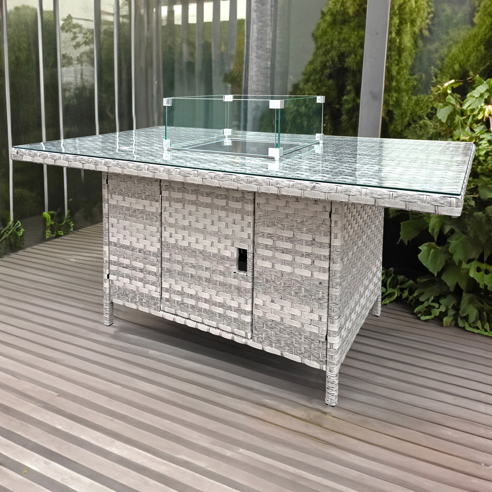 Oseasons Dove Grey Rattan Firepit Table Image 2