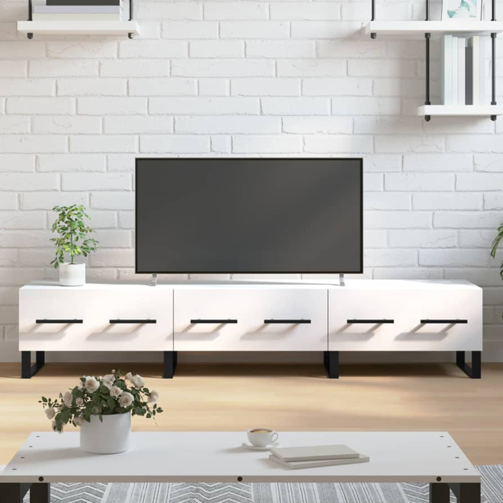vidaXL 3 Drawer White TV Cabinet Image 1