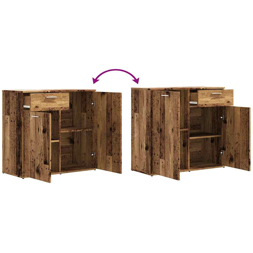 vidaXL 2 Door Single Drawer Old Wood Sideboard Image 8