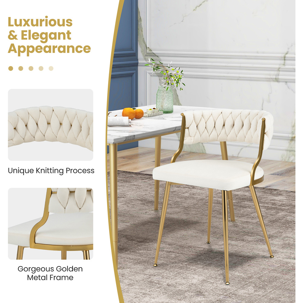 Costway Set of 2 White Velvet Dining Chair Image 6