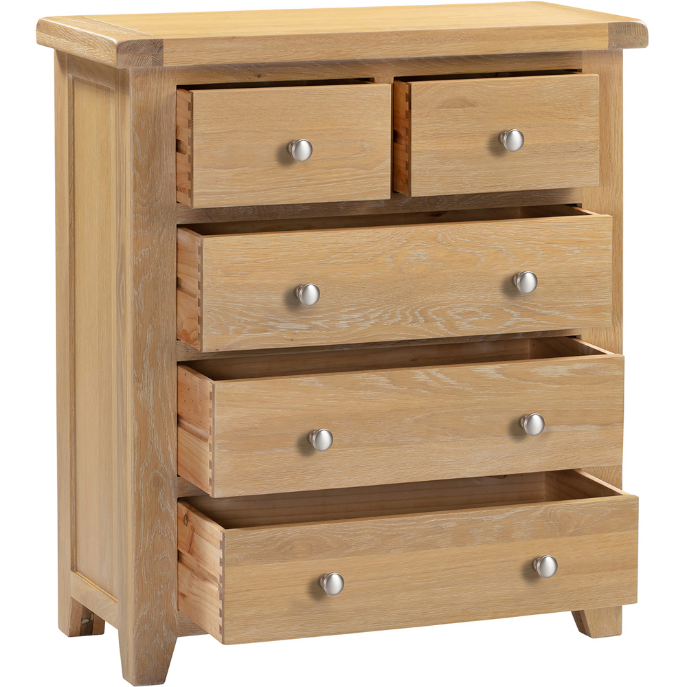 Seconique Windsor 5 Drawer Natural Oak Storage Chest Image 4
