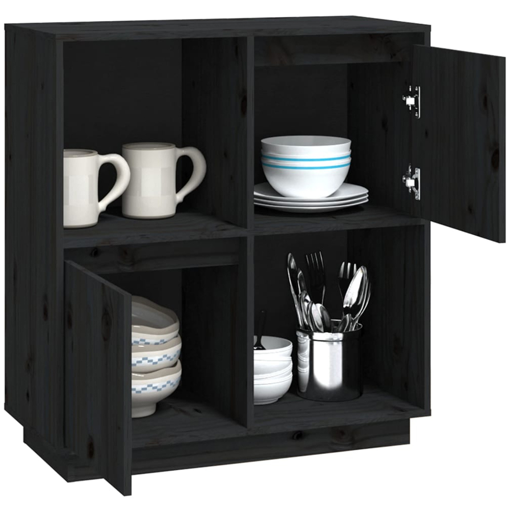 vidaXL 2 Door 2 Shelf Black Wooden Sideboard Image 4