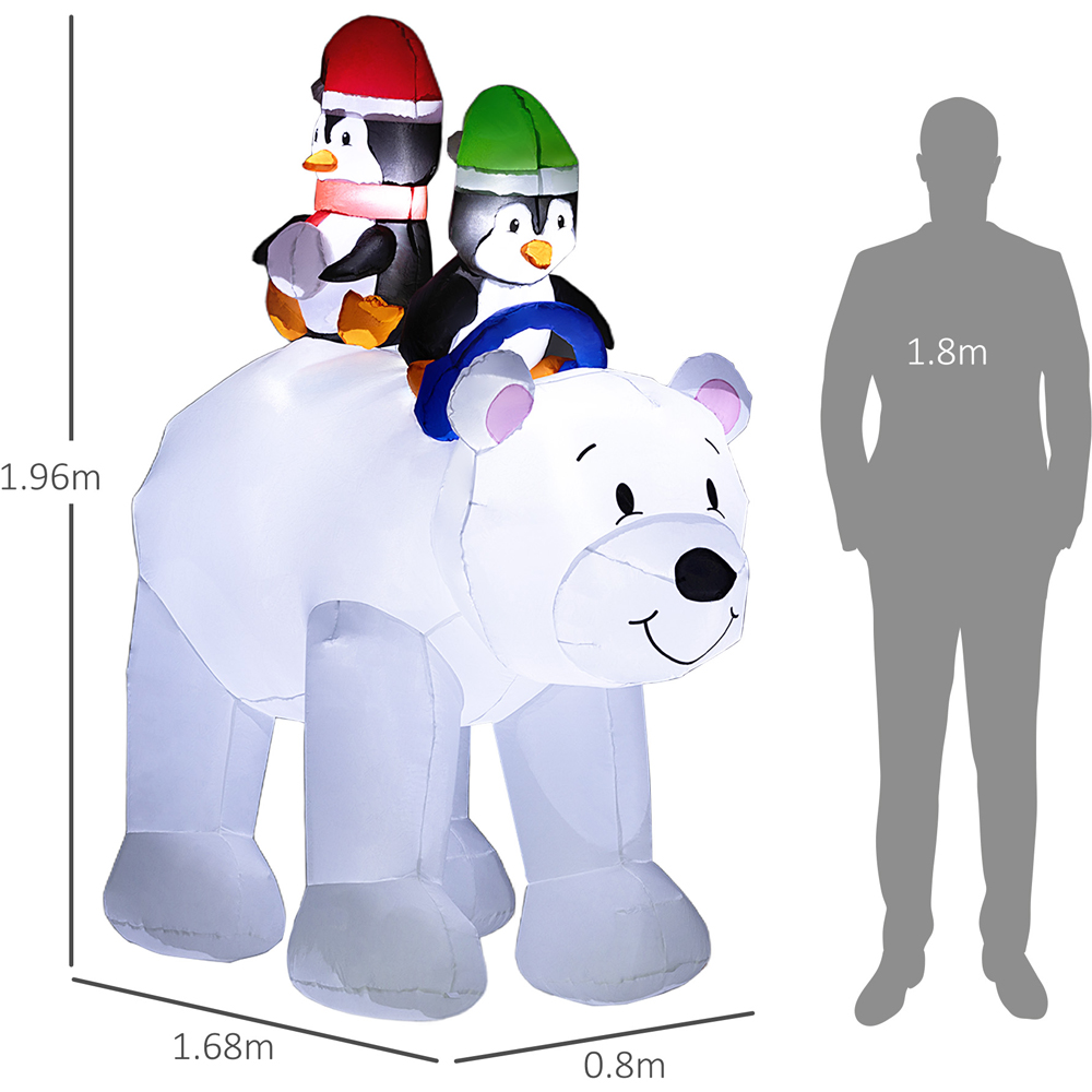 Everglow LED Inflatable 2 Penguins Riding on Polar Bear Christmas Decoration 6.4ft Image 8