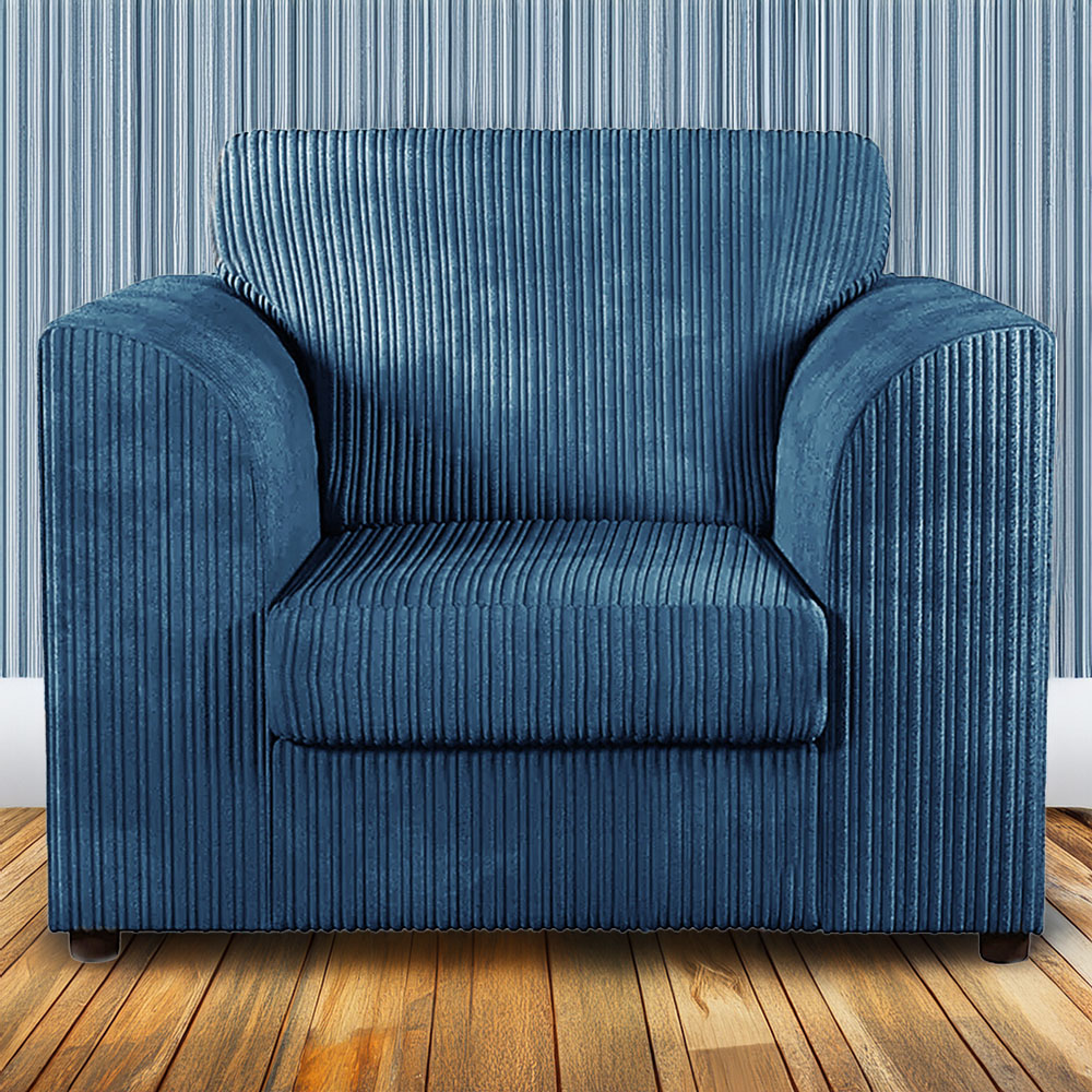 Luxor Single Seater Marine Blue Jumbo Cord Armchair Image 1