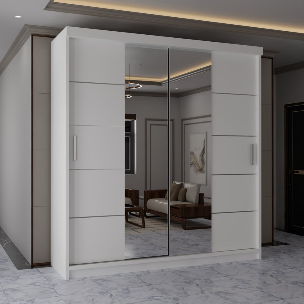 Sliding Wardrobes 4U 2 Sliding Door White Half Mirrored Wardrobe Image 4