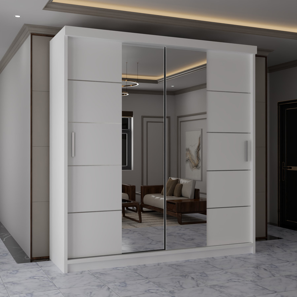Sliding Wardrobes 4U 2 Sliding Door White Half Mirrored Wardrobe 120cm Image 4