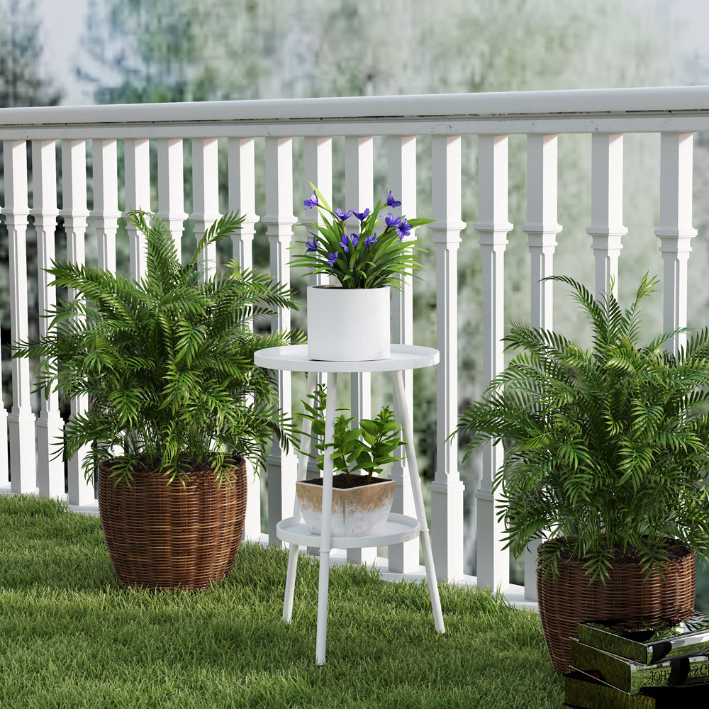 Outsunny Single Shelf White Round Garden Coffee Table Image 5