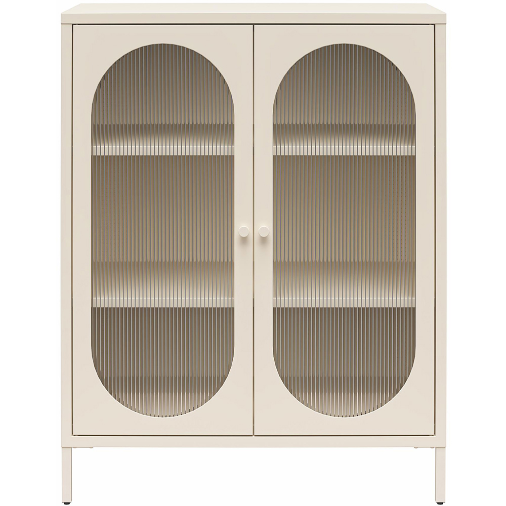 Dorel Luna 2 Door Sky Beige Fluted Glass Accent Cabinet Image 3