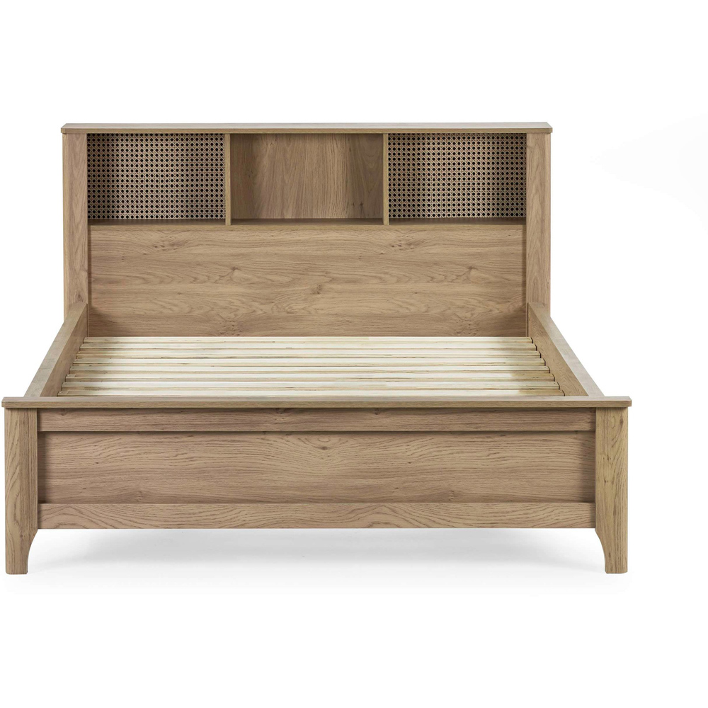Julian Bowen Sydney Double Oak Effect Rattan Print Bookcase Bed Frame Image 4