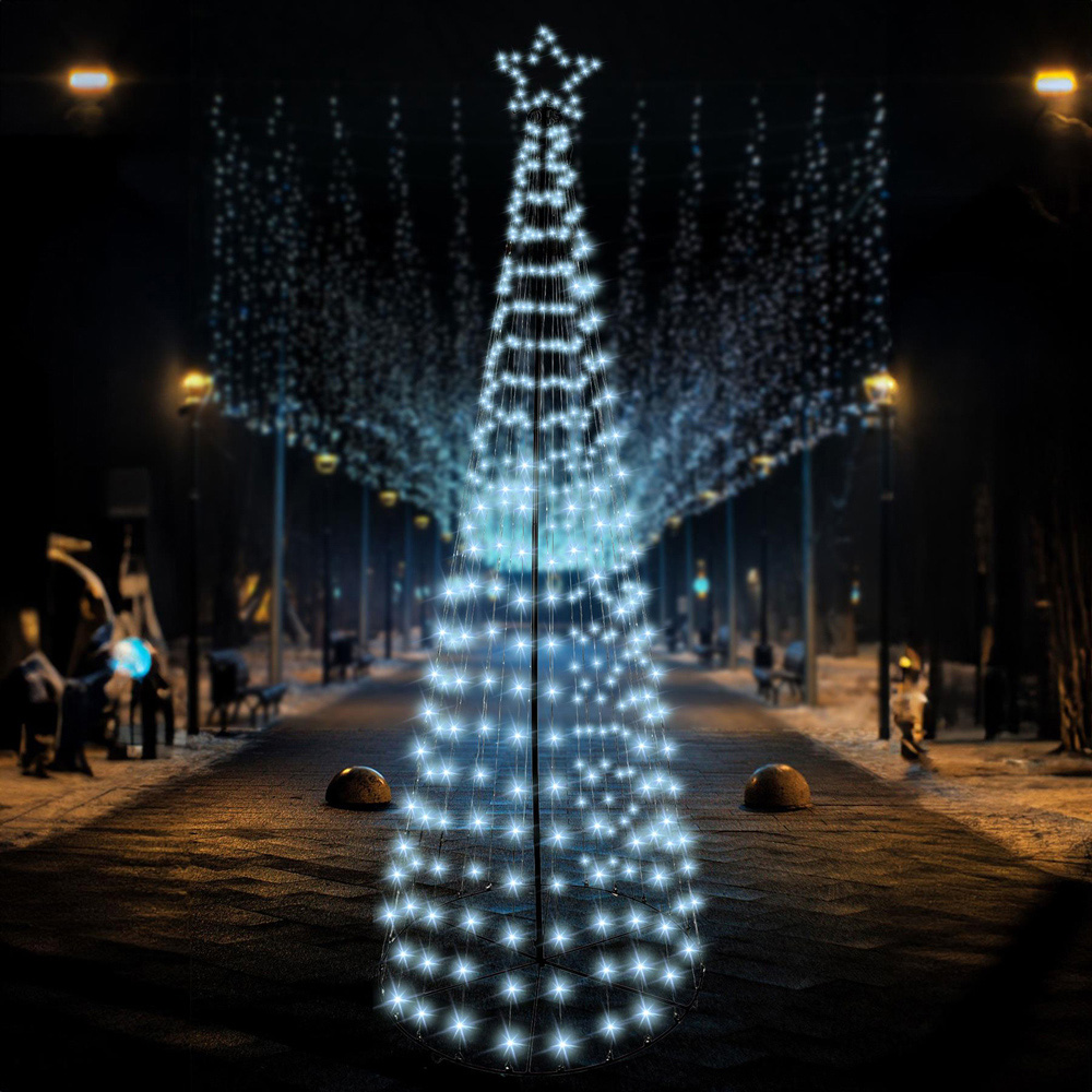 Shatchi Cool White LED Pre Lit Maypole Artificial Christmas Tree 7.1ft Image 1