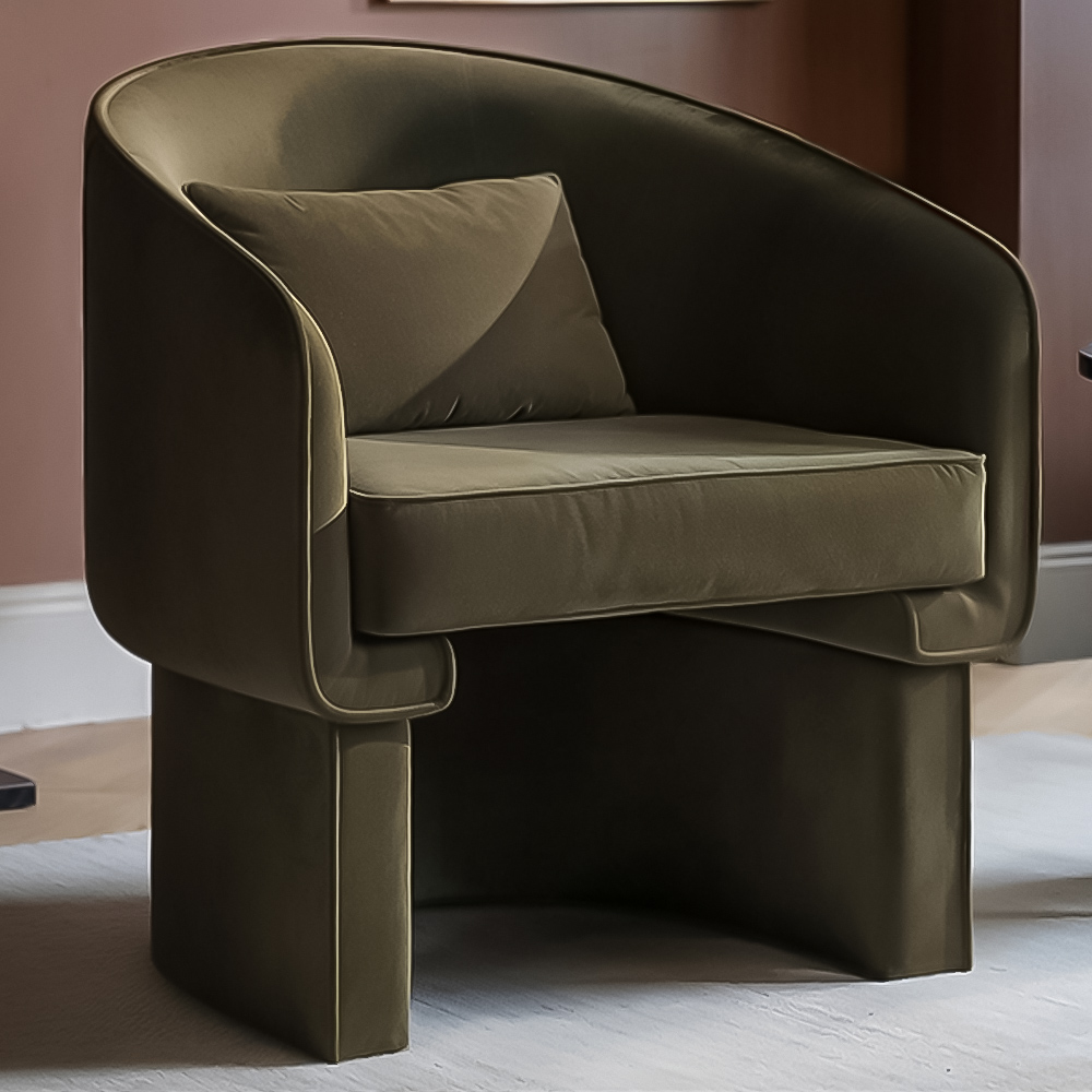 Solace+Co Lowen Khaki Velvet Accent Chair Image 1